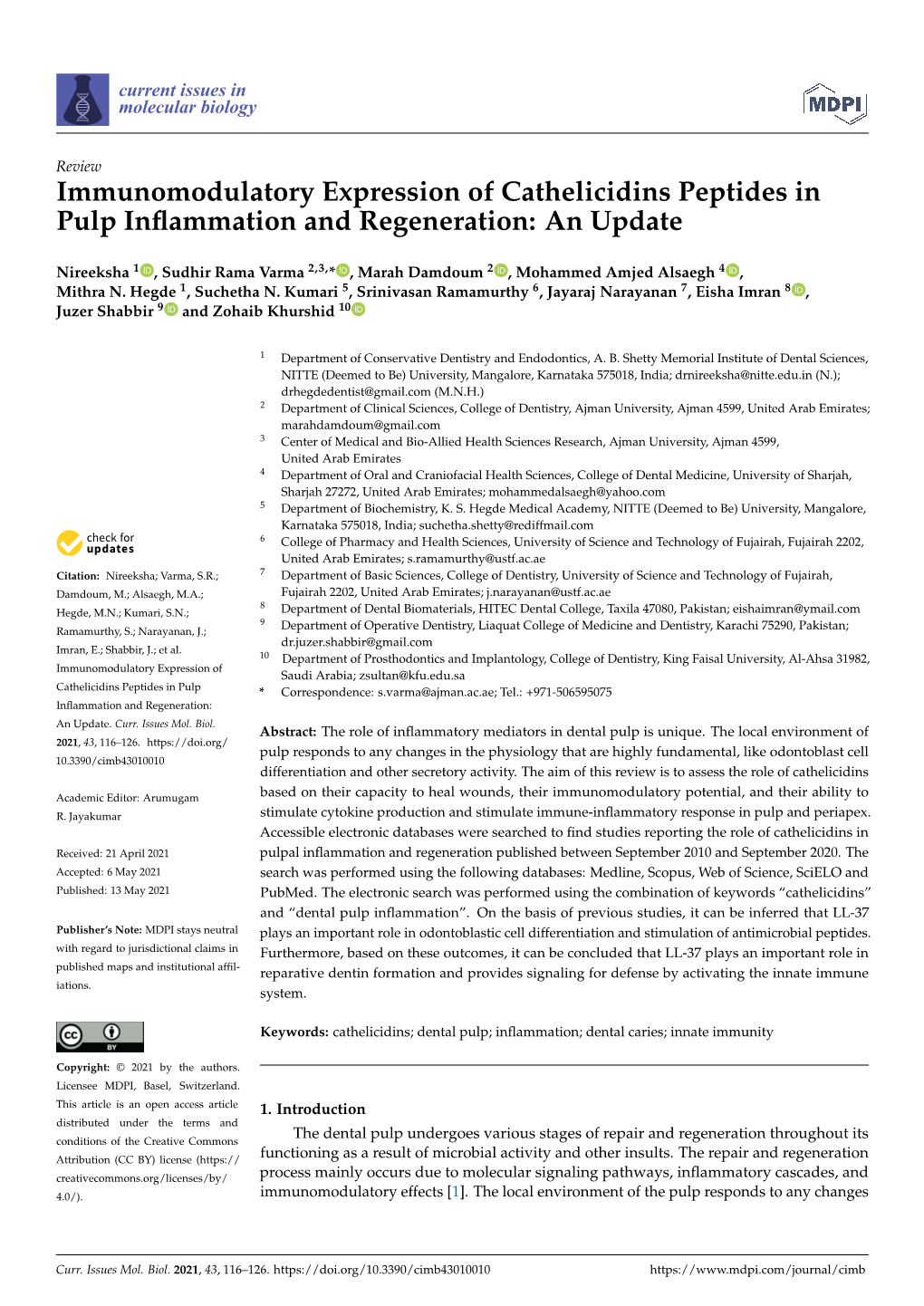 Immunomodulatory Expression of Cathelicidins Peptides in Pulp Inﬂammation and Regeneration: an Update