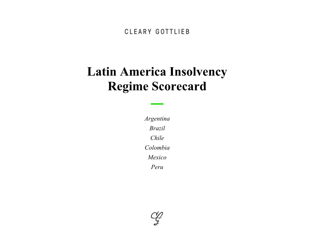 Latin America Insolvency Regime Scorecard — Argentina Brazil Chile Colombia Mexico Peru