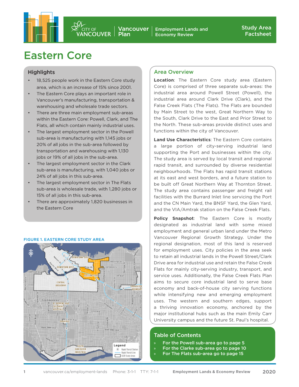 Eastern Core Study Area Factsheet