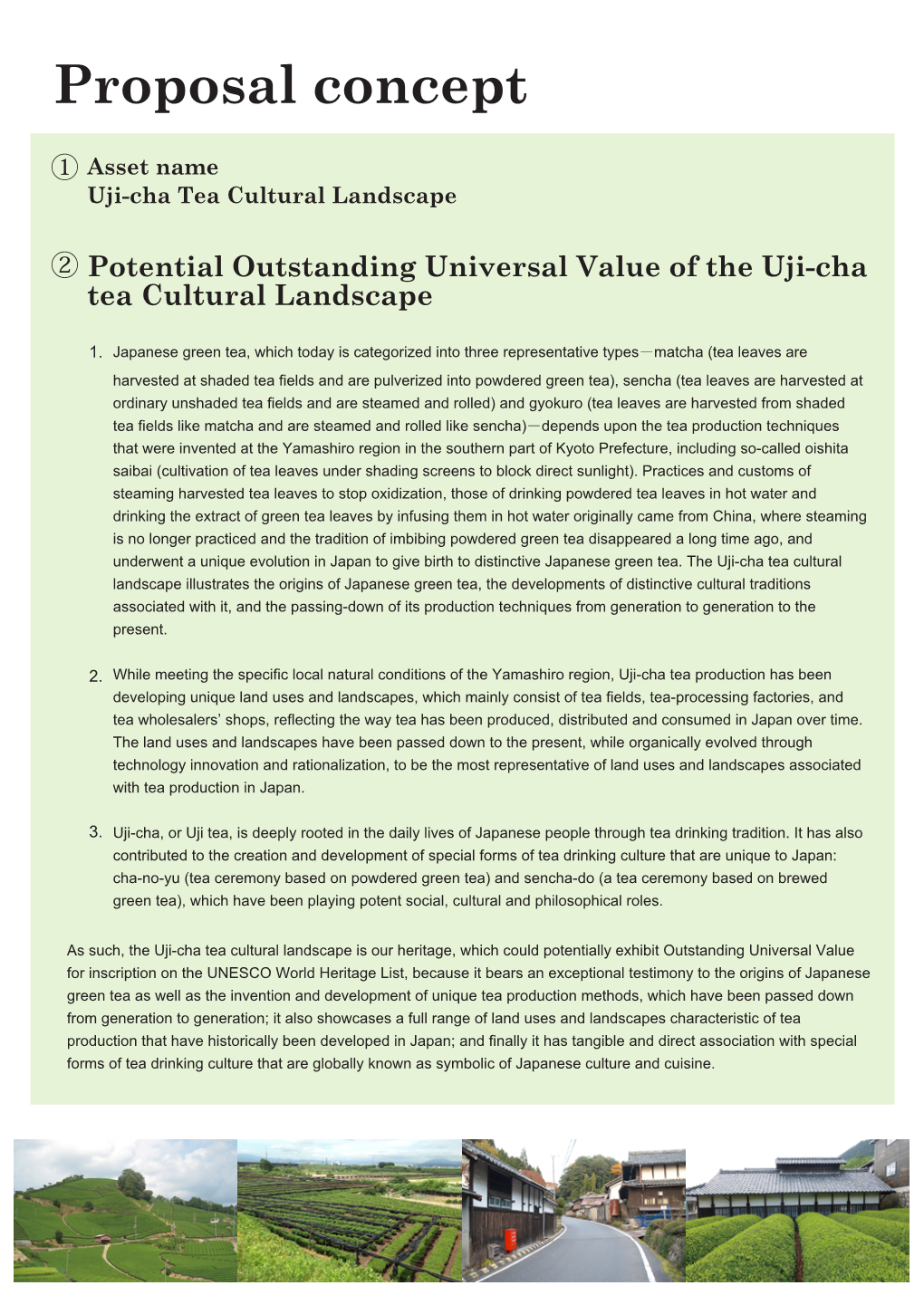 Potential Outstanding Universal Value of the Uji-Cha Tea Cultural Landscape