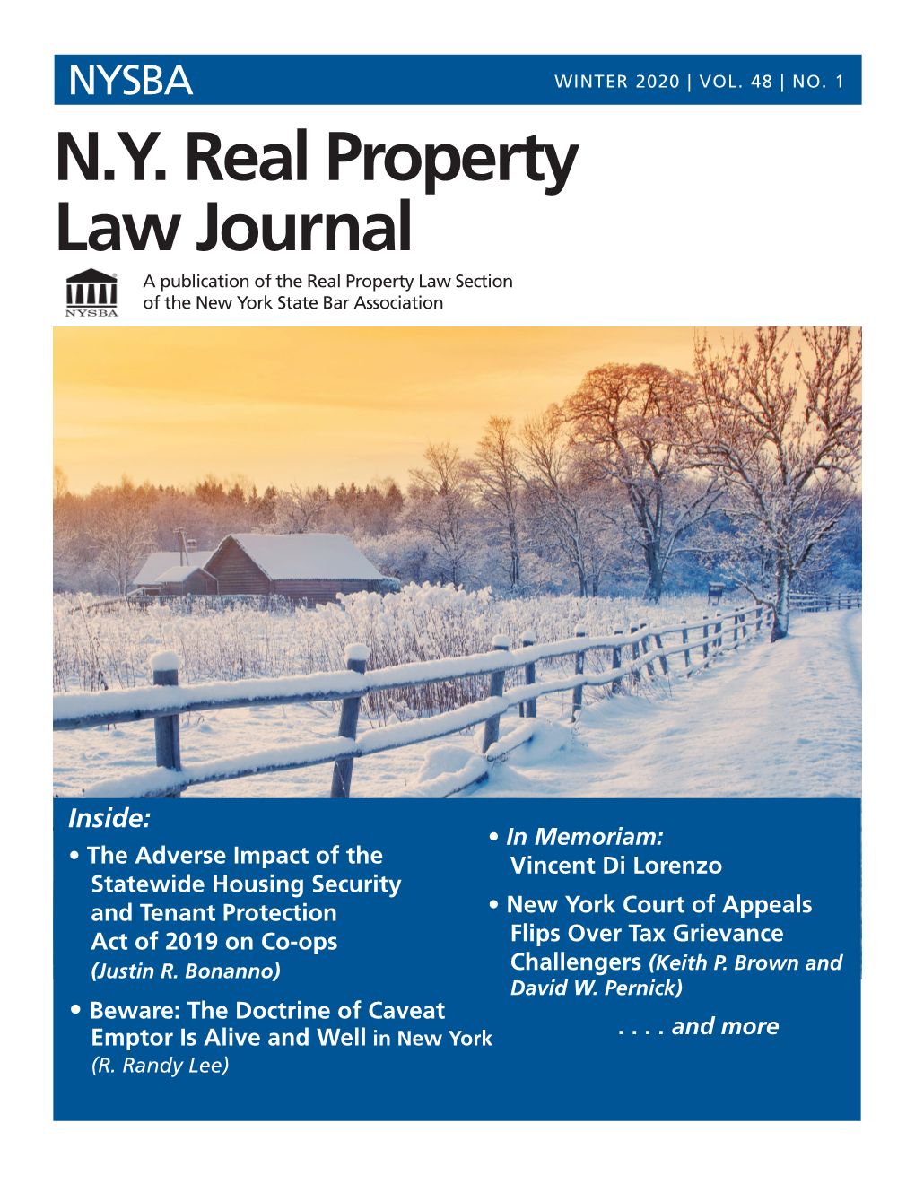 N.Y. Real Property Law Journal a Publication of the Real Property Law Section of the New York State Bar Association