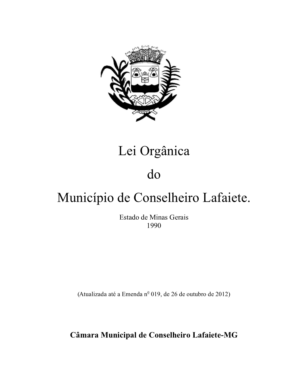 Lei Orgânica Do Município De Conselheiro Lafaiete