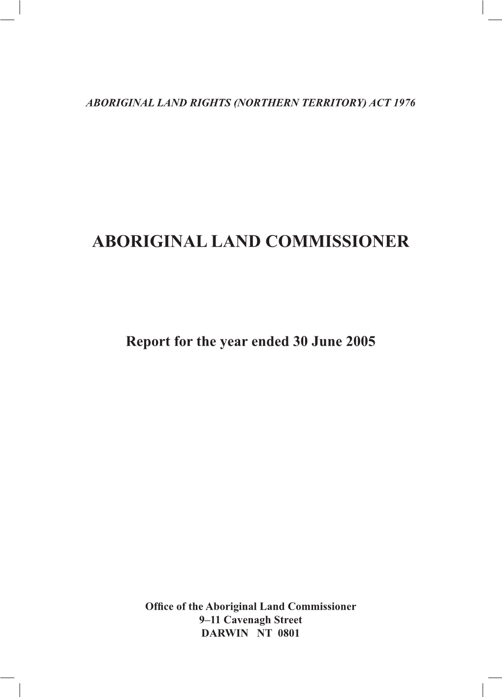 Aboriginal Land Commissioner