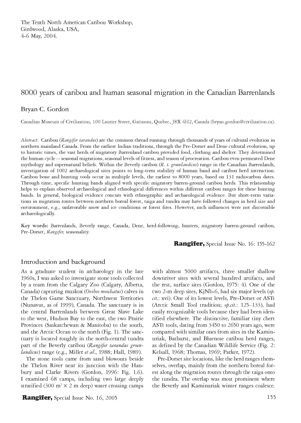 8000 Years of Caribou and Human Seasonal Migration in the Canadian Barrenlands
