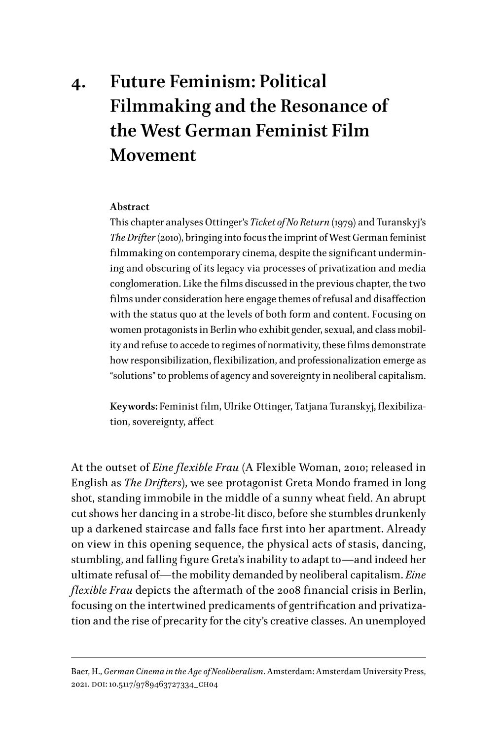 4. Future Feminism : Political Filmmaking and the Resonance Of