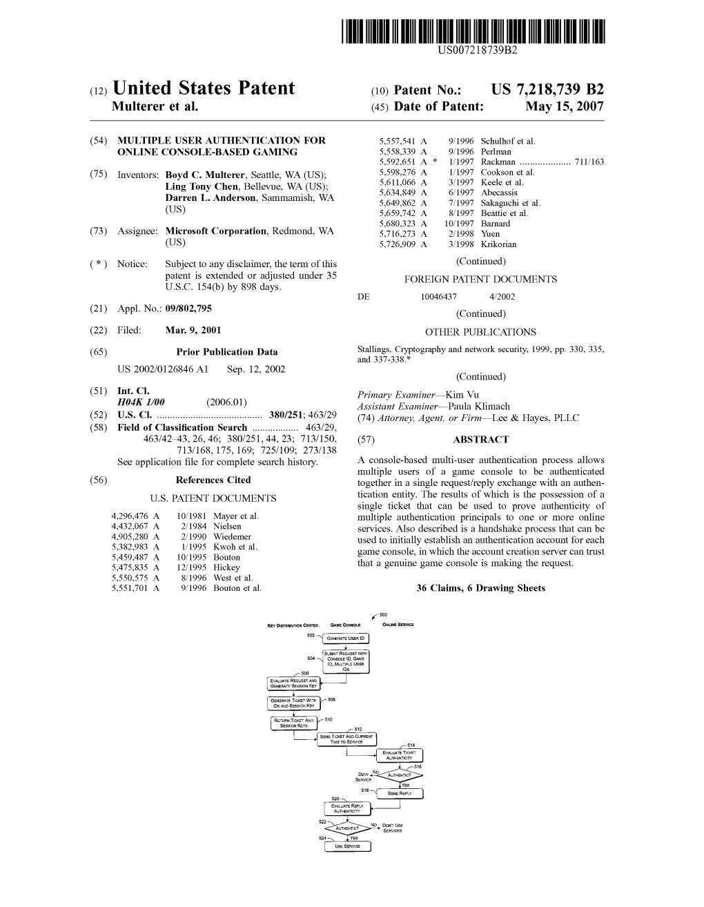 (12) United States Patent (10) Patent No.: US 7,218,739 B2 Multerer Et Al