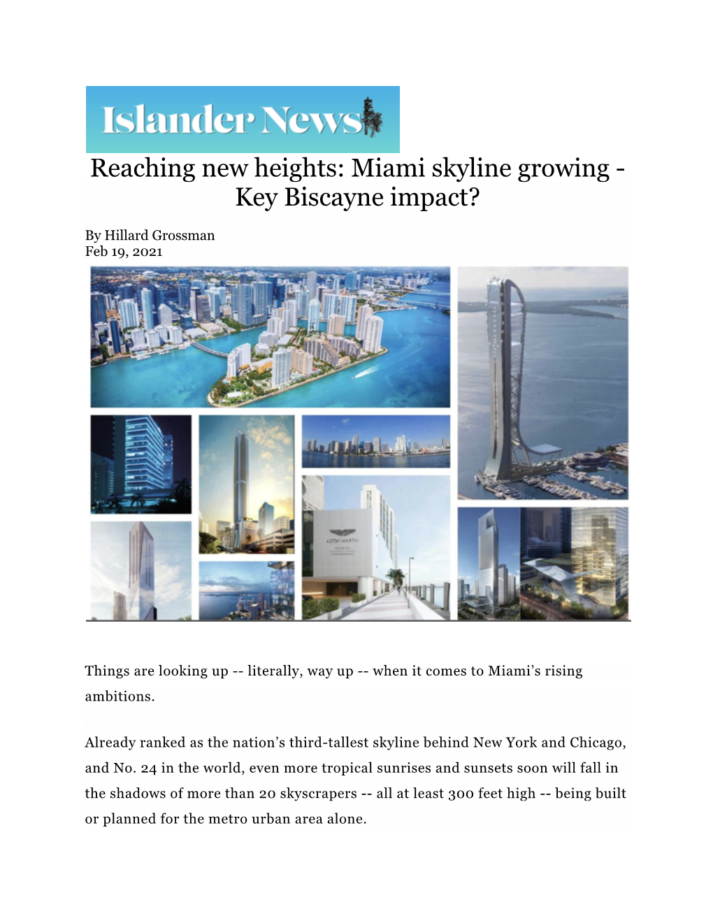 Reaching New Heights: Miami Skyline Growing - Key Biscayne Impact?