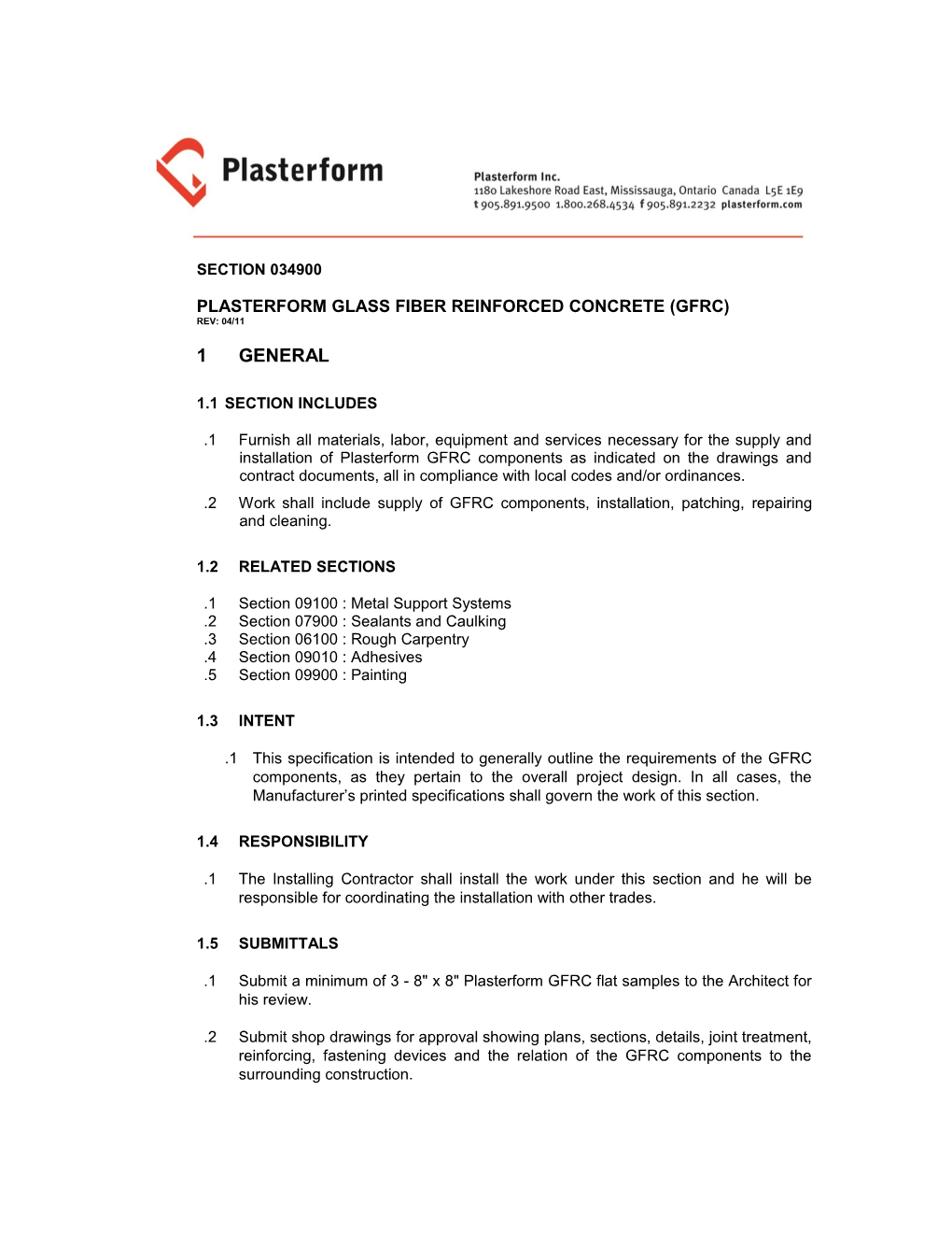 Plasterform Glass Fiber Reinforced Concrete (Gfrc)