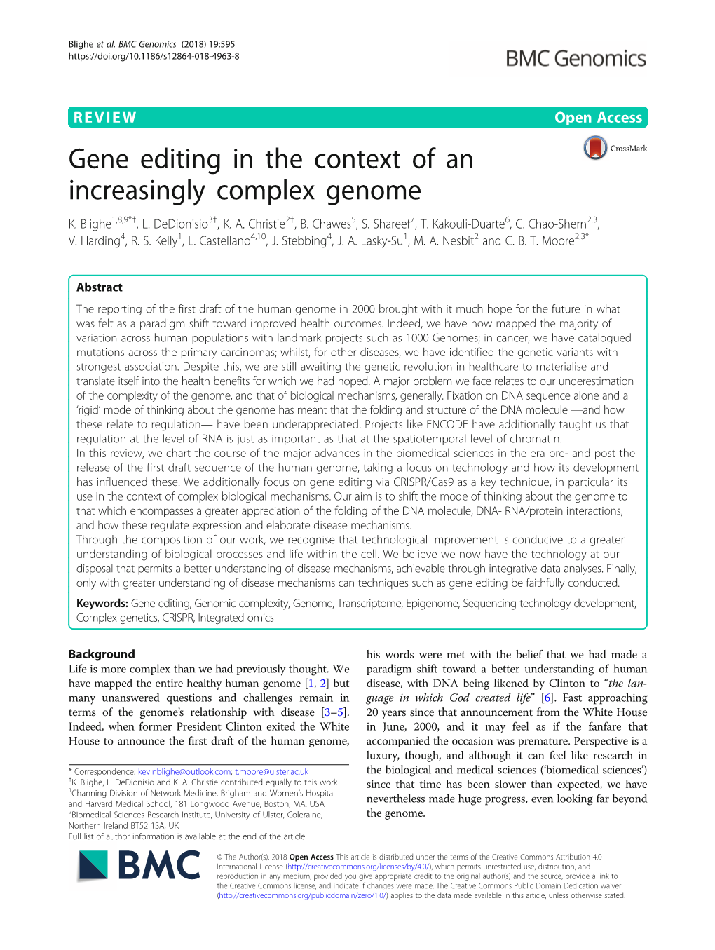 Gene Editing in the Context of an Increasingly Complex Genome K