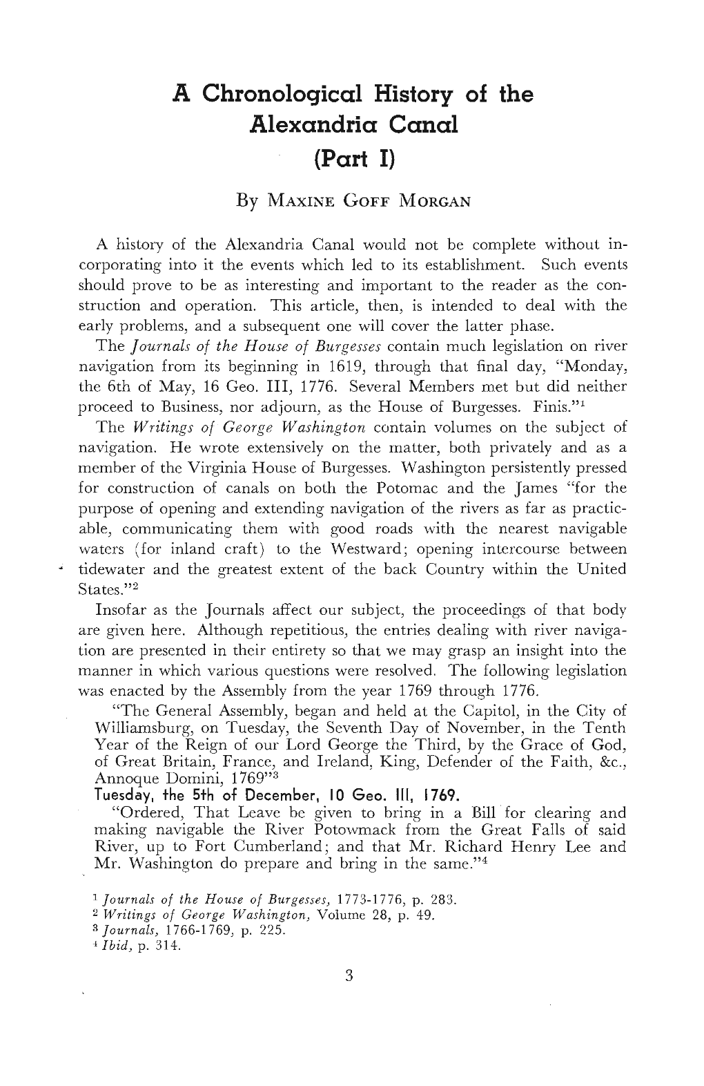 A Chronological History of the Alexandria Canal (Part I}