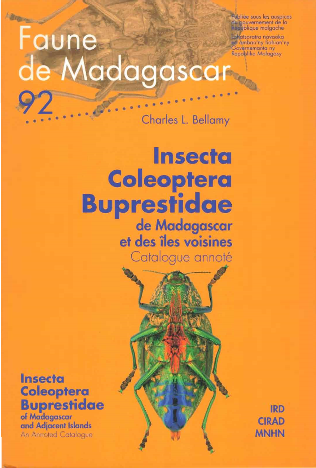 Insecta Coleoptera Buprestidae De Madagascar Et Des Îles Voisines Catalogue Annoté