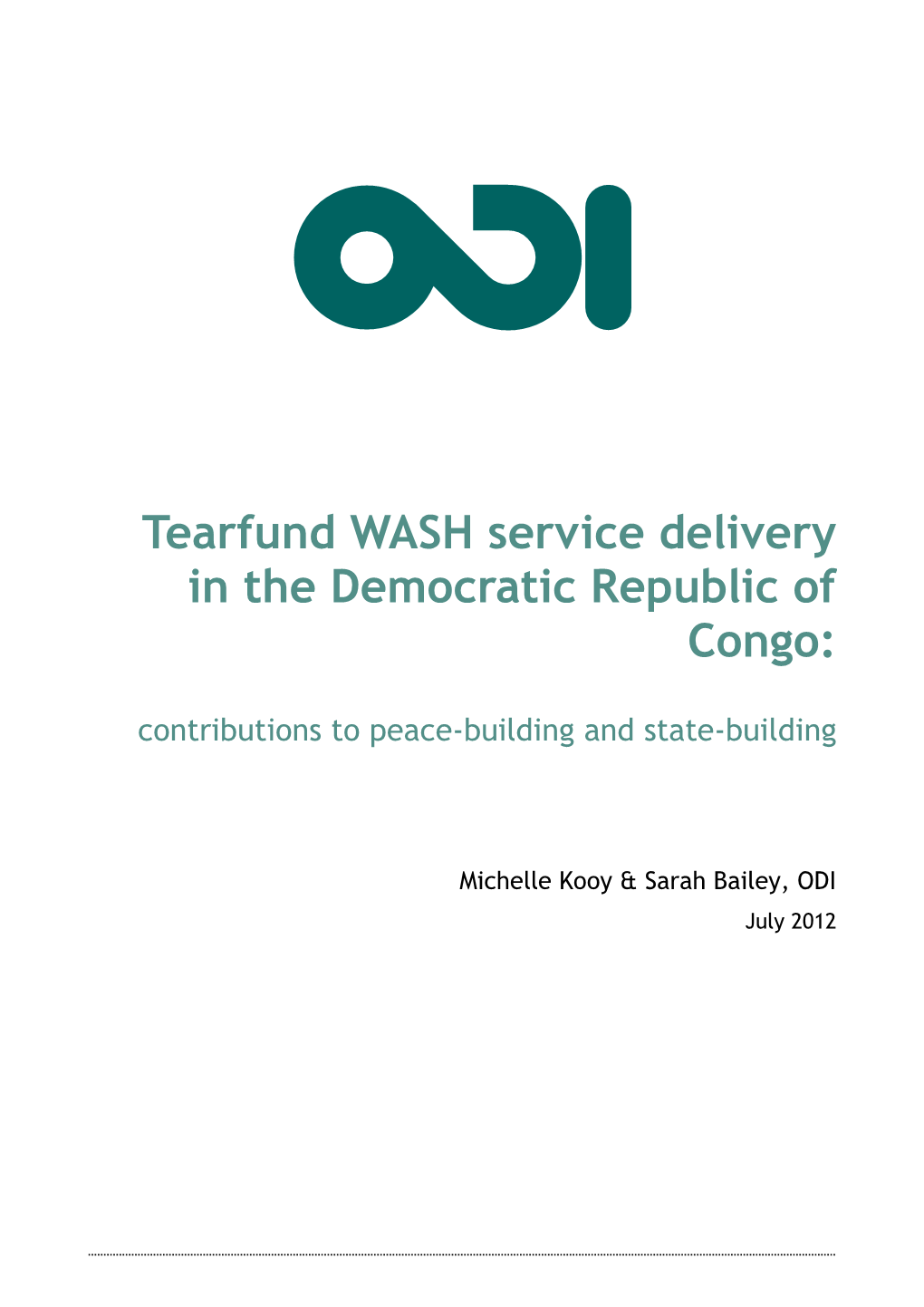 Tearfund Water, Sanitation and Hygiene Service Delivery in the Democratic Republic of the Congo: Contributions to Peace-Building