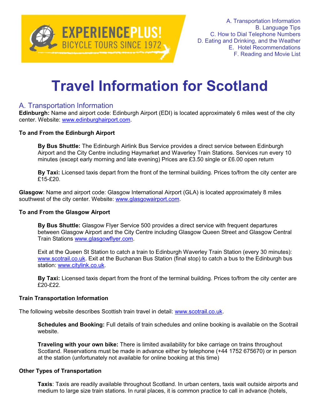 Travel Information for Scotland