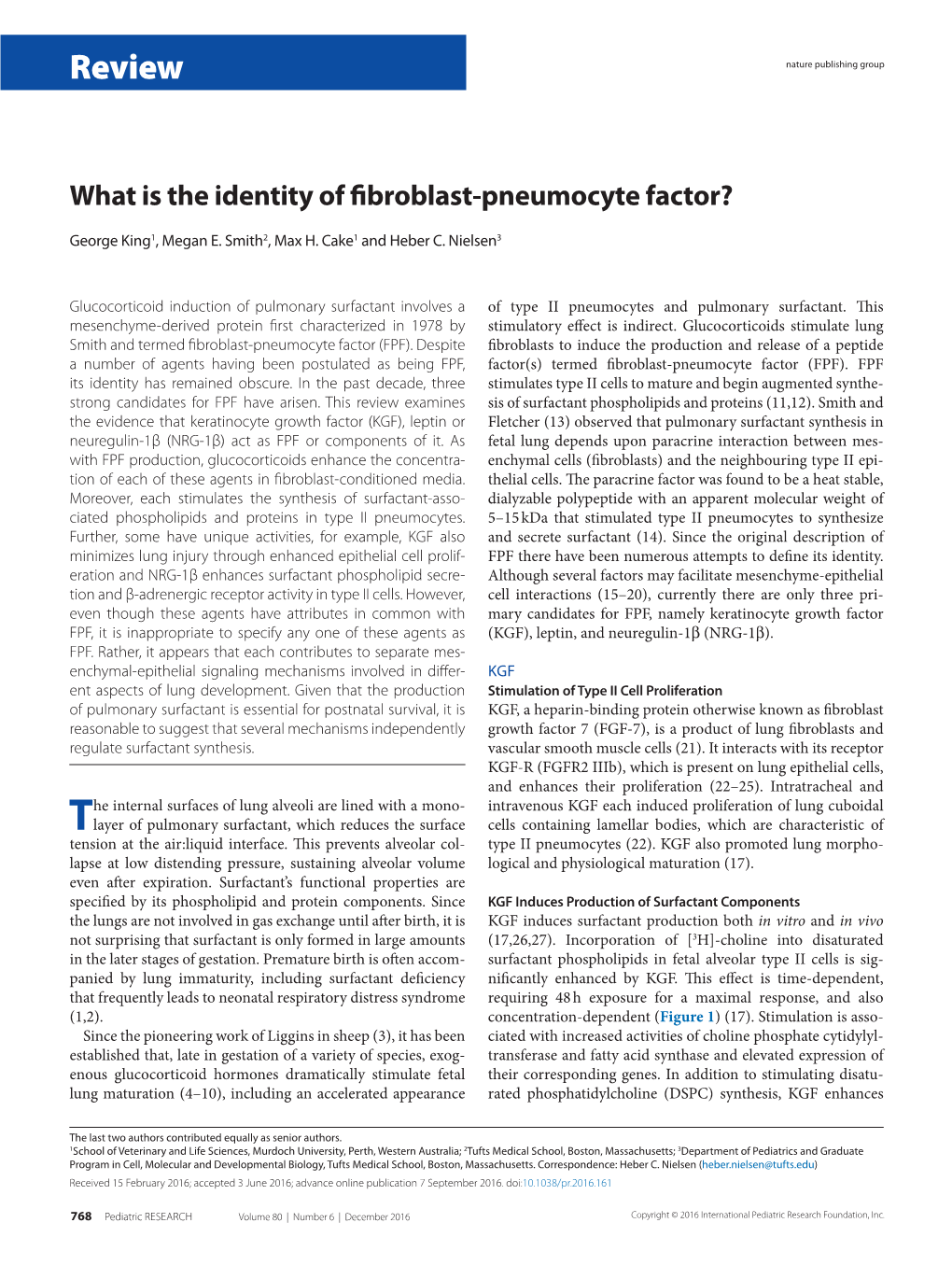 What Is the Identity of Fibroblast-Pneumocyte Factor?