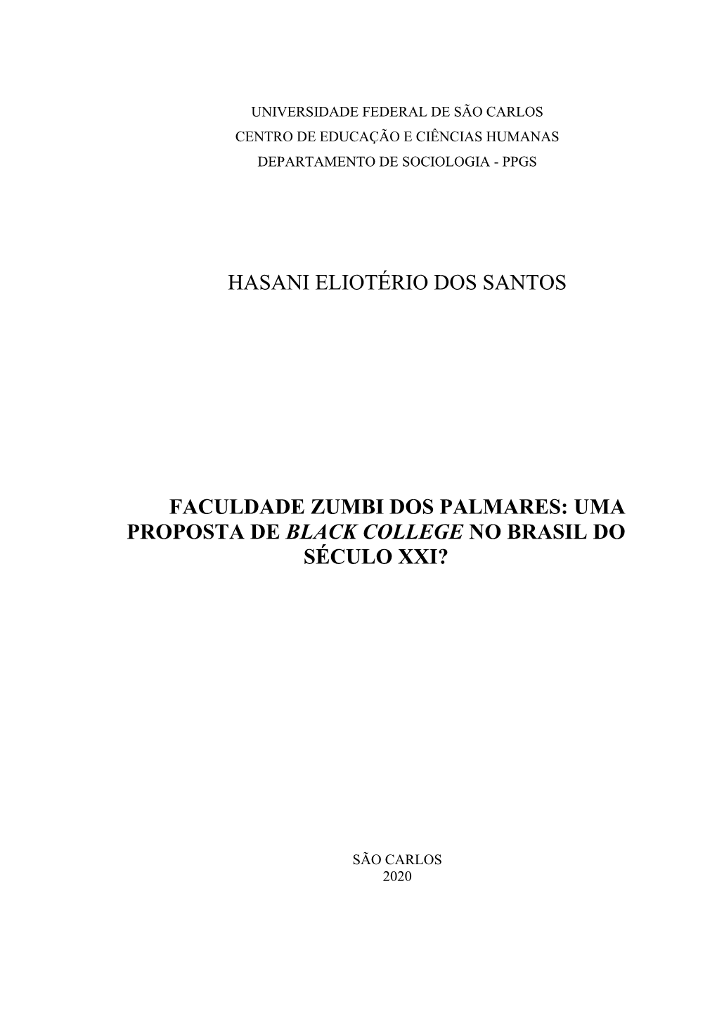 Hasani Eliotério Dos Santos Faculdade Zumbi Dos Palmares