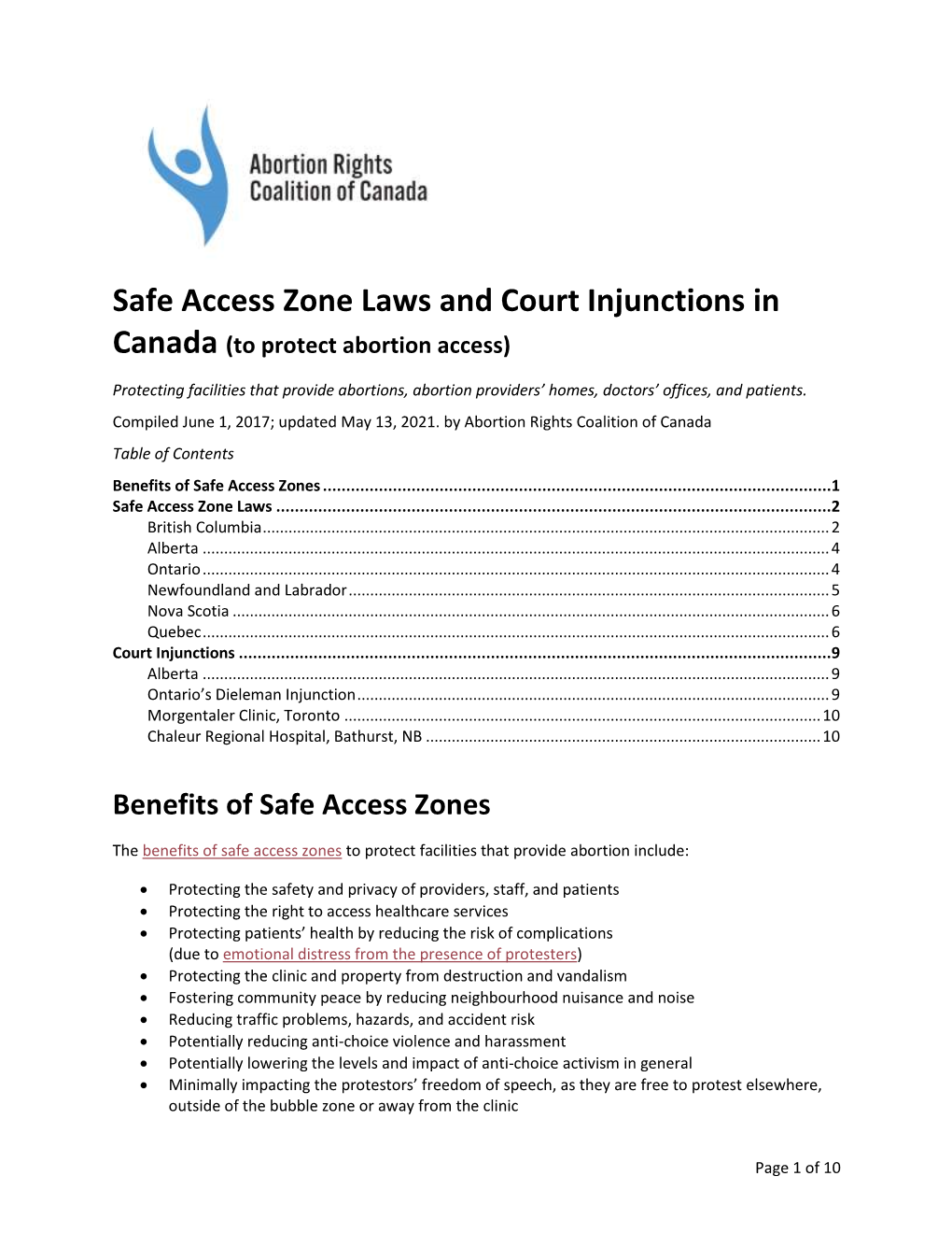 Bubble Zones and Court Injunctions in Canada