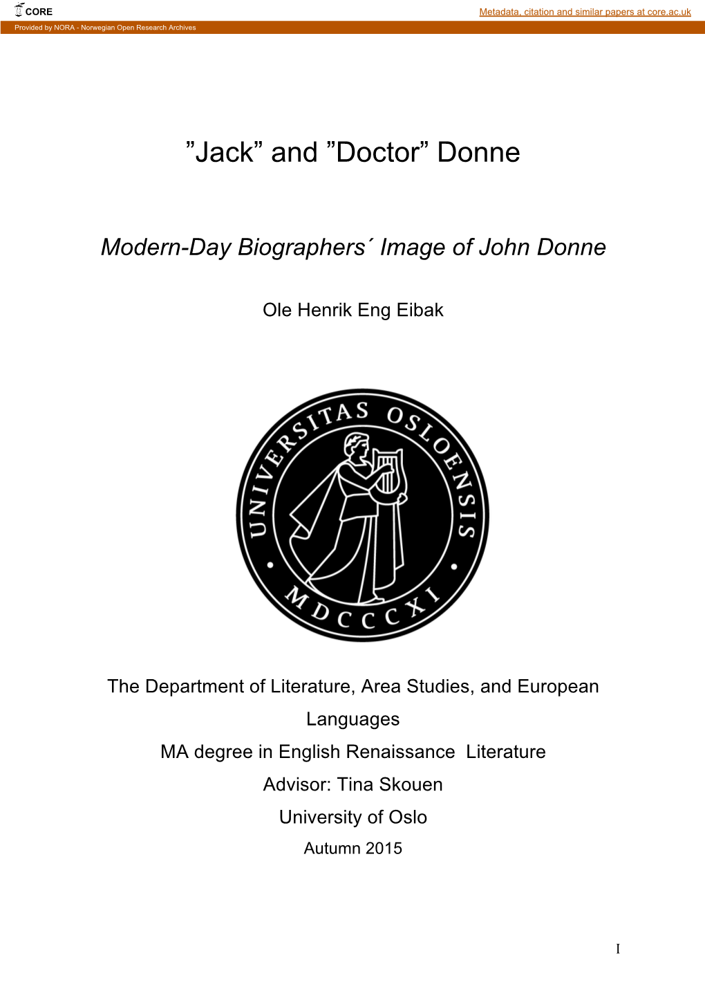 Jack” and ”Doctor” Donne