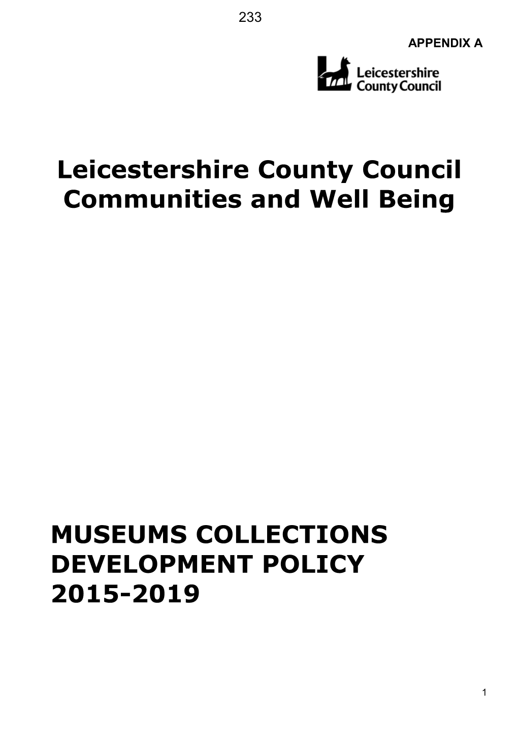 Leicestershire County Council Communities and Well Being