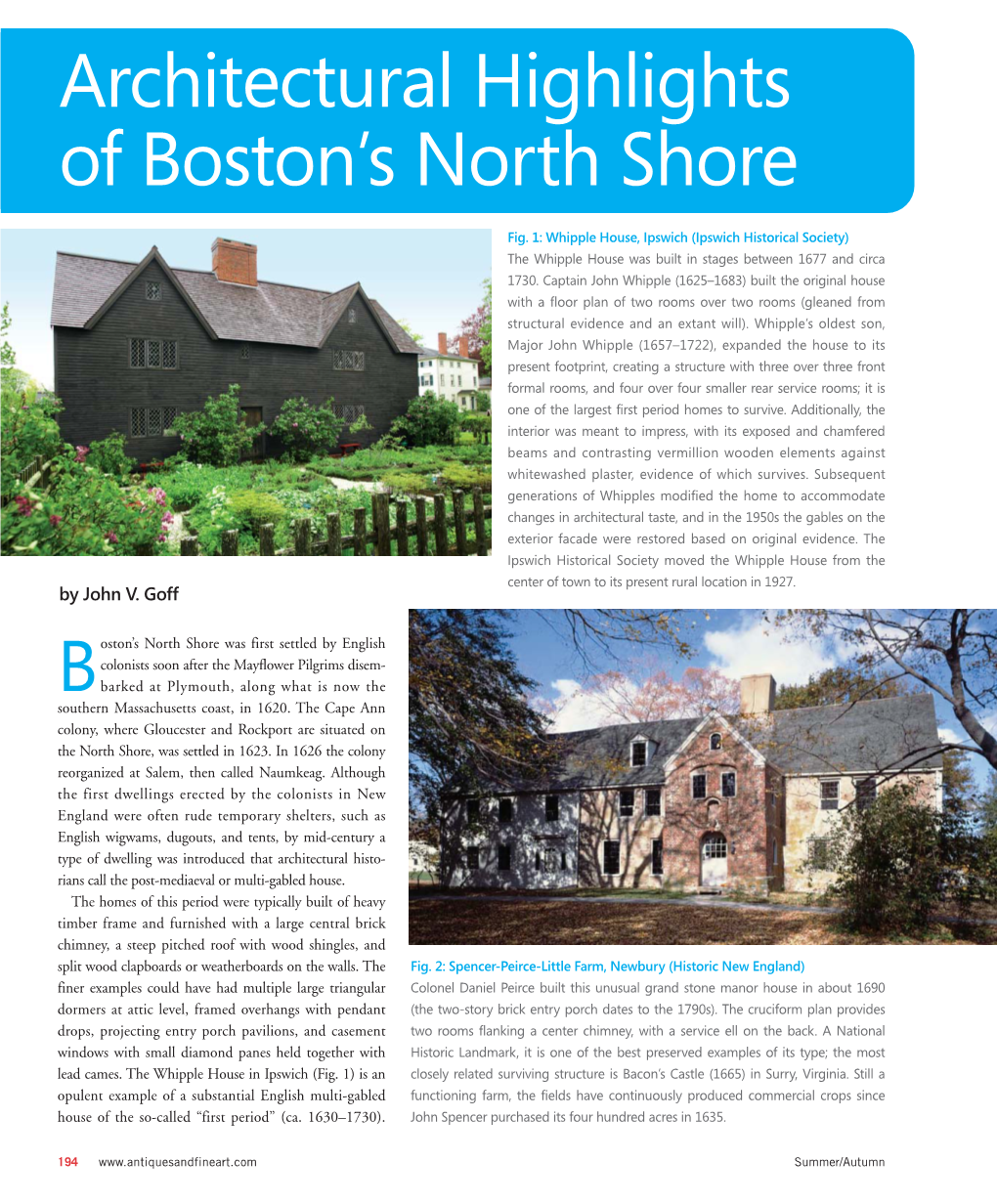 Architectural Highlights of Boston's North Shore