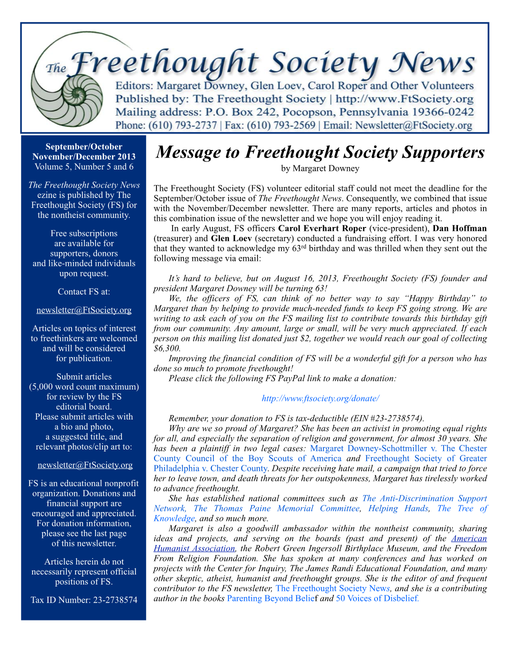 September October 2013 Newsletter