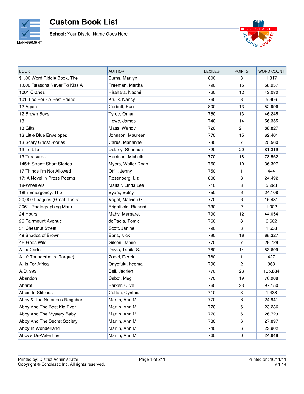 Custom Book List