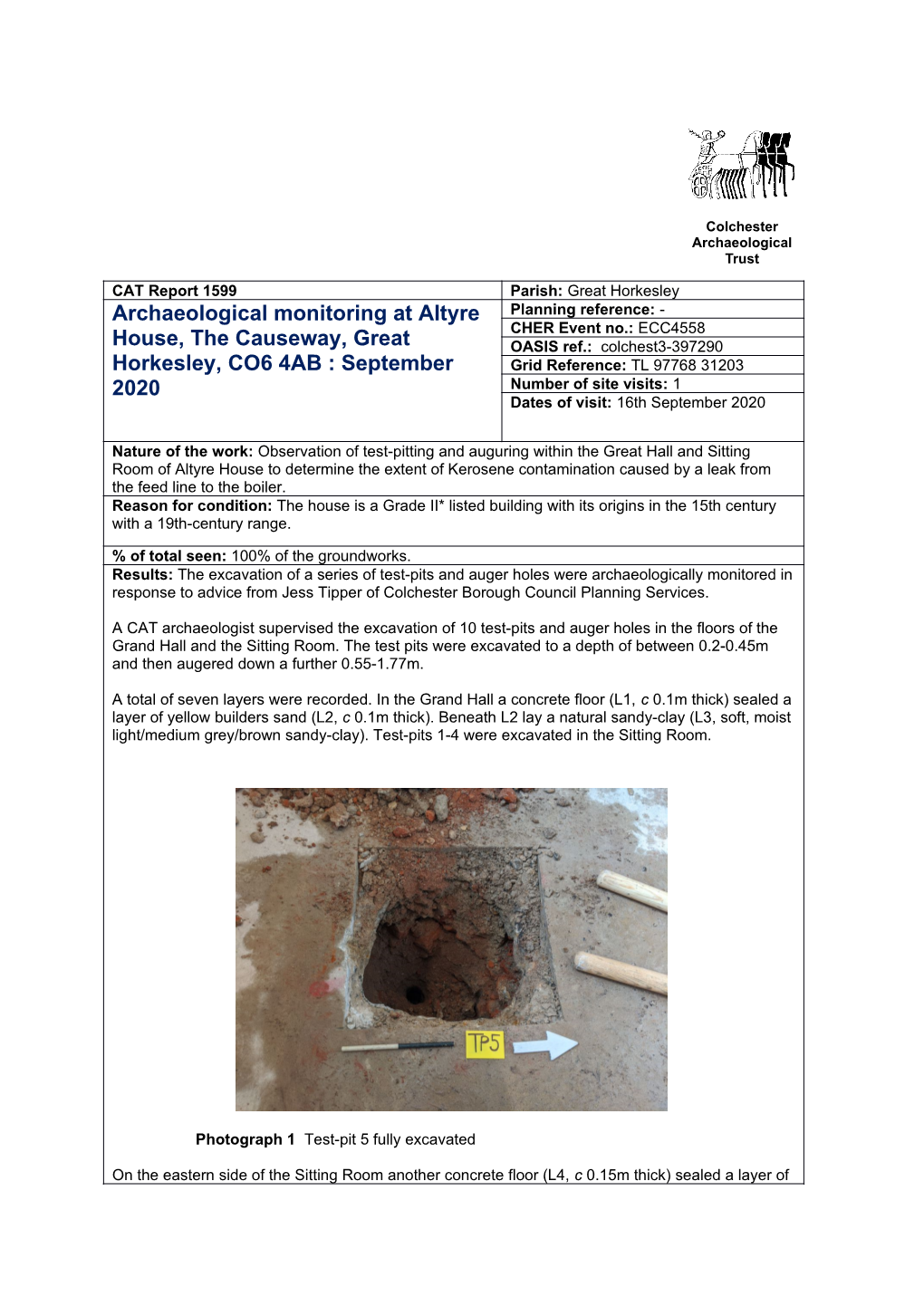 Archaeological Monitoring at Altyre House, the Causeway, Great