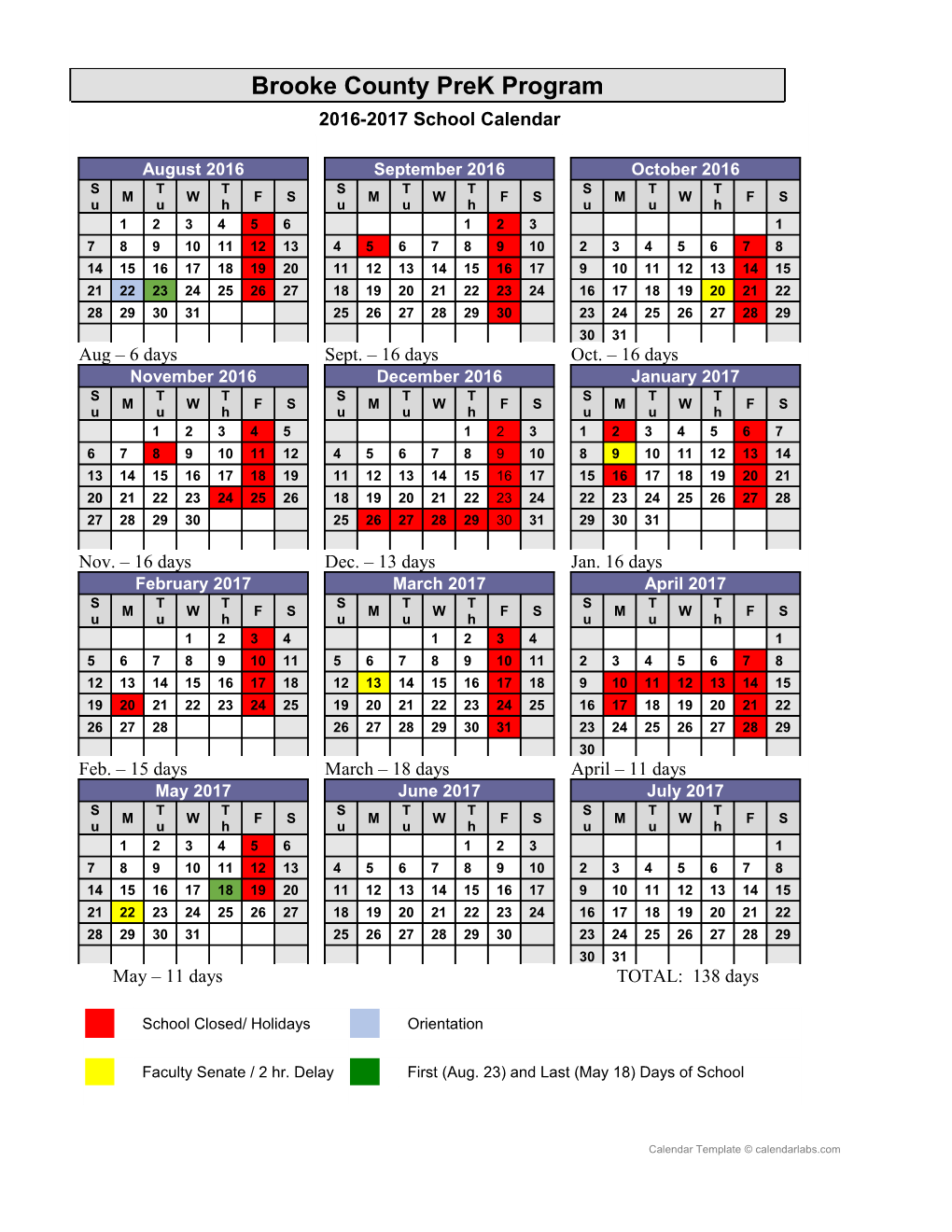 2016-17 School Calendar - Calendarlabs.Com s6