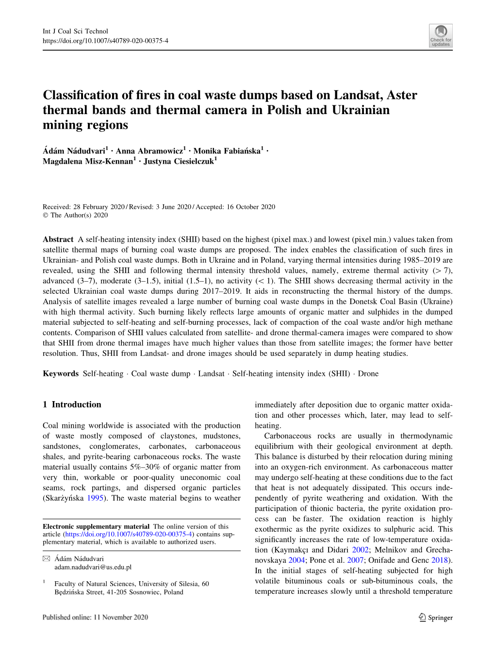 Classification of Fires in Coal Waste Dumps Based on Landsat, Aster