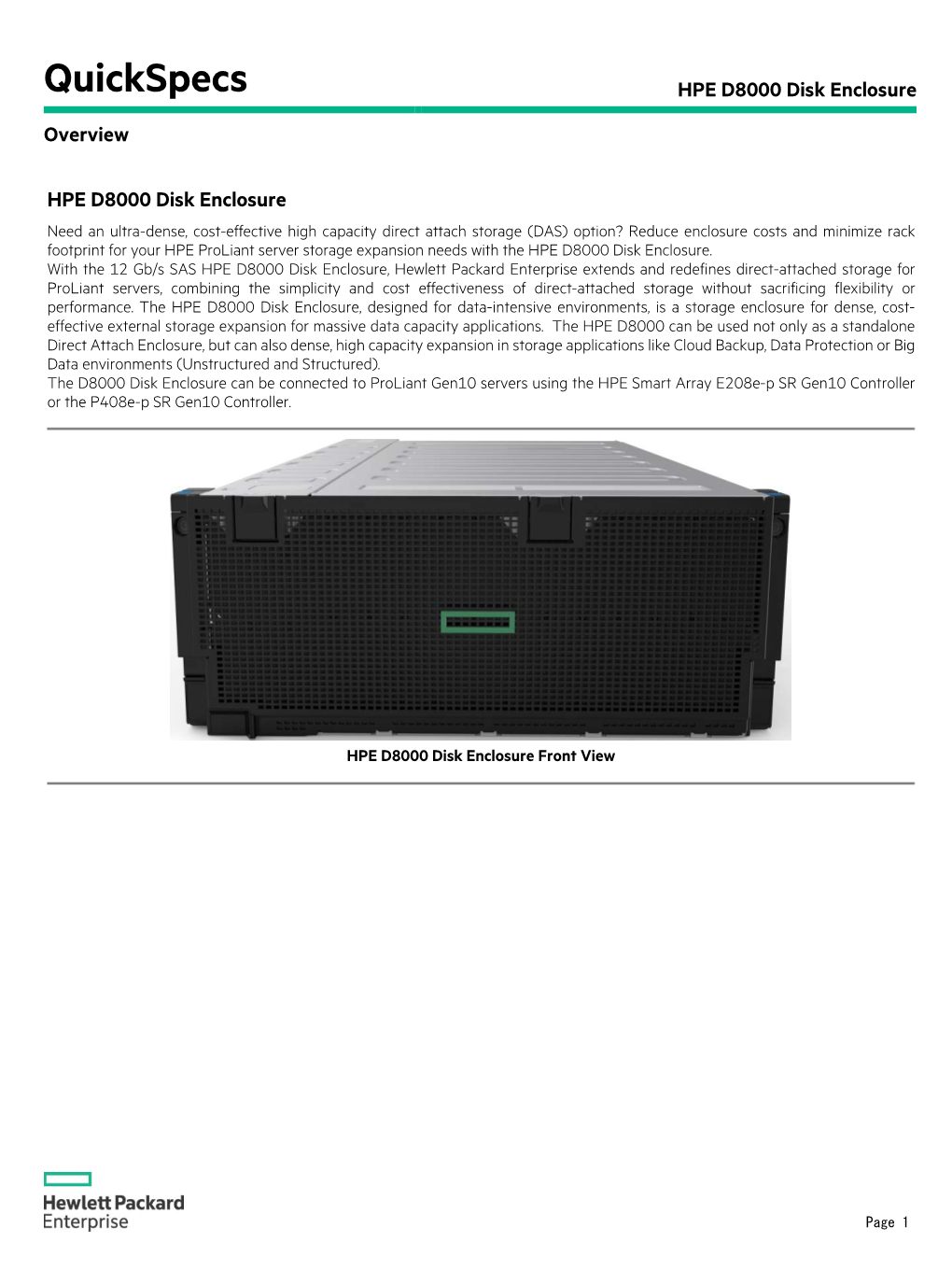 HPE D8000 Disk Enclosure Overview