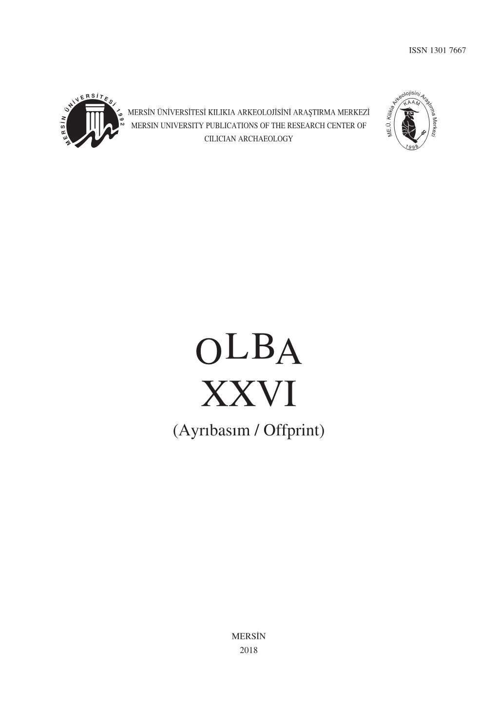 OLBA XXVI (Ayrıbasım / Offprint)