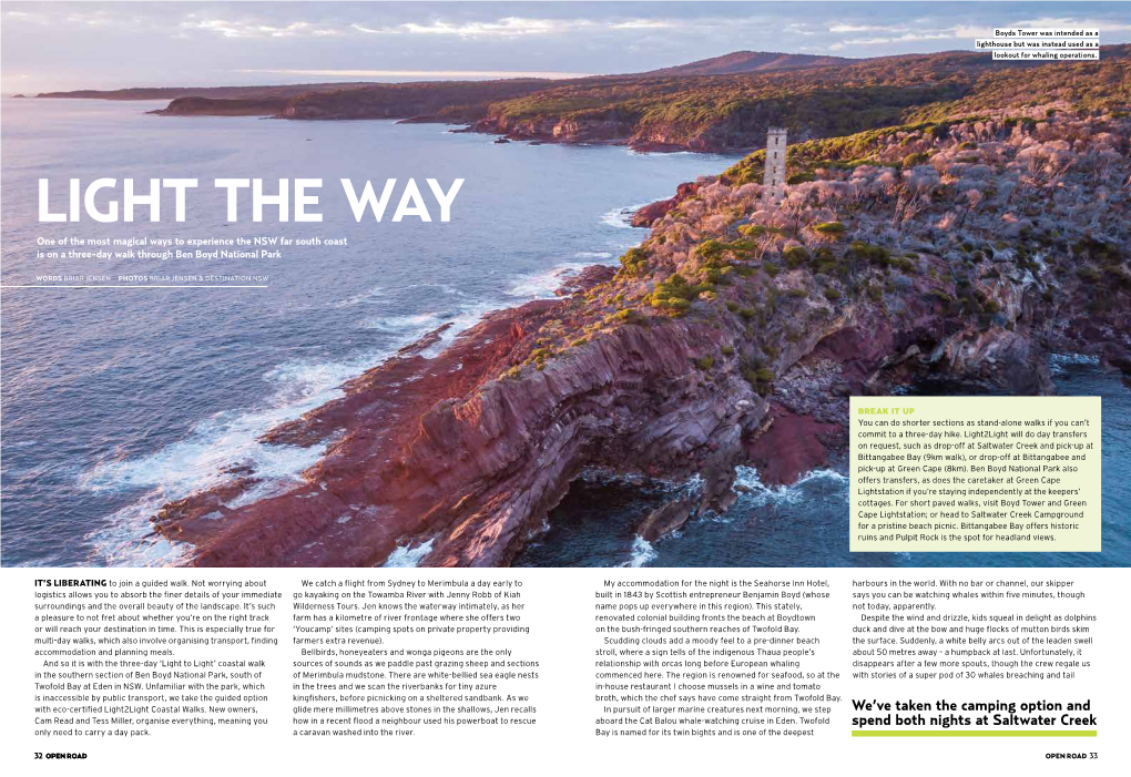 LIGHT the WAY One of the Most Magical Ways to Experience the NSW Far South Coast Is on a Three-Day Walk Through Ben Boyd National Park