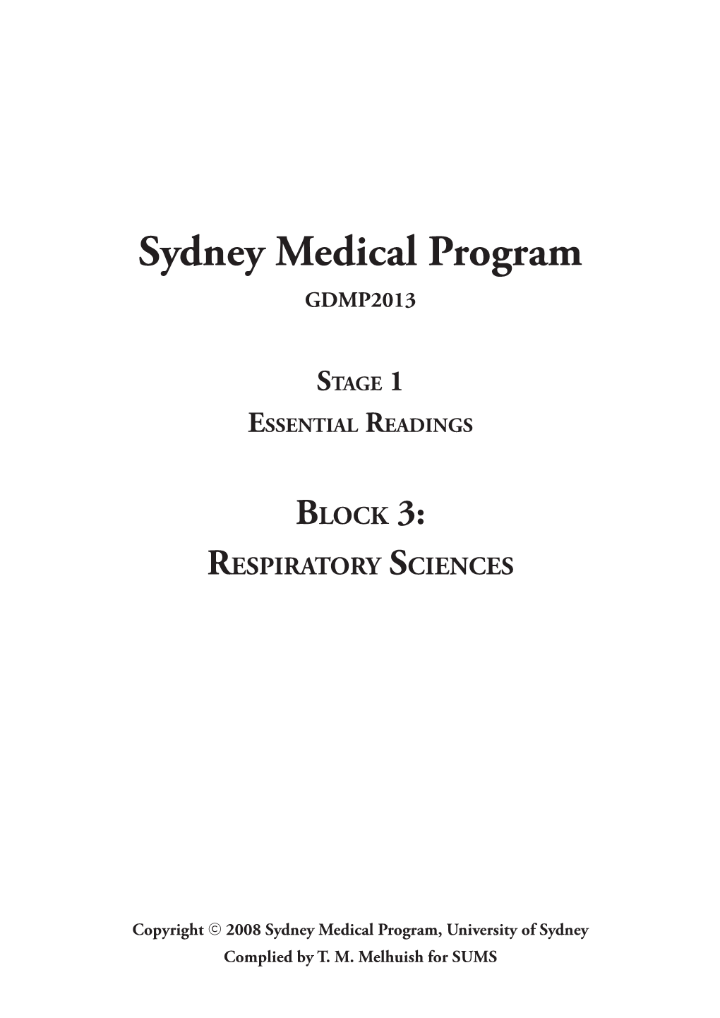 Sydney Medical Program GDMP2013