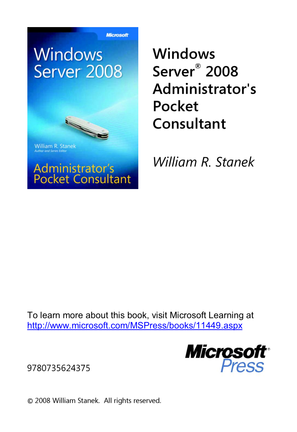 Sample Content from Windows Server 2008 Administrator's Pocket