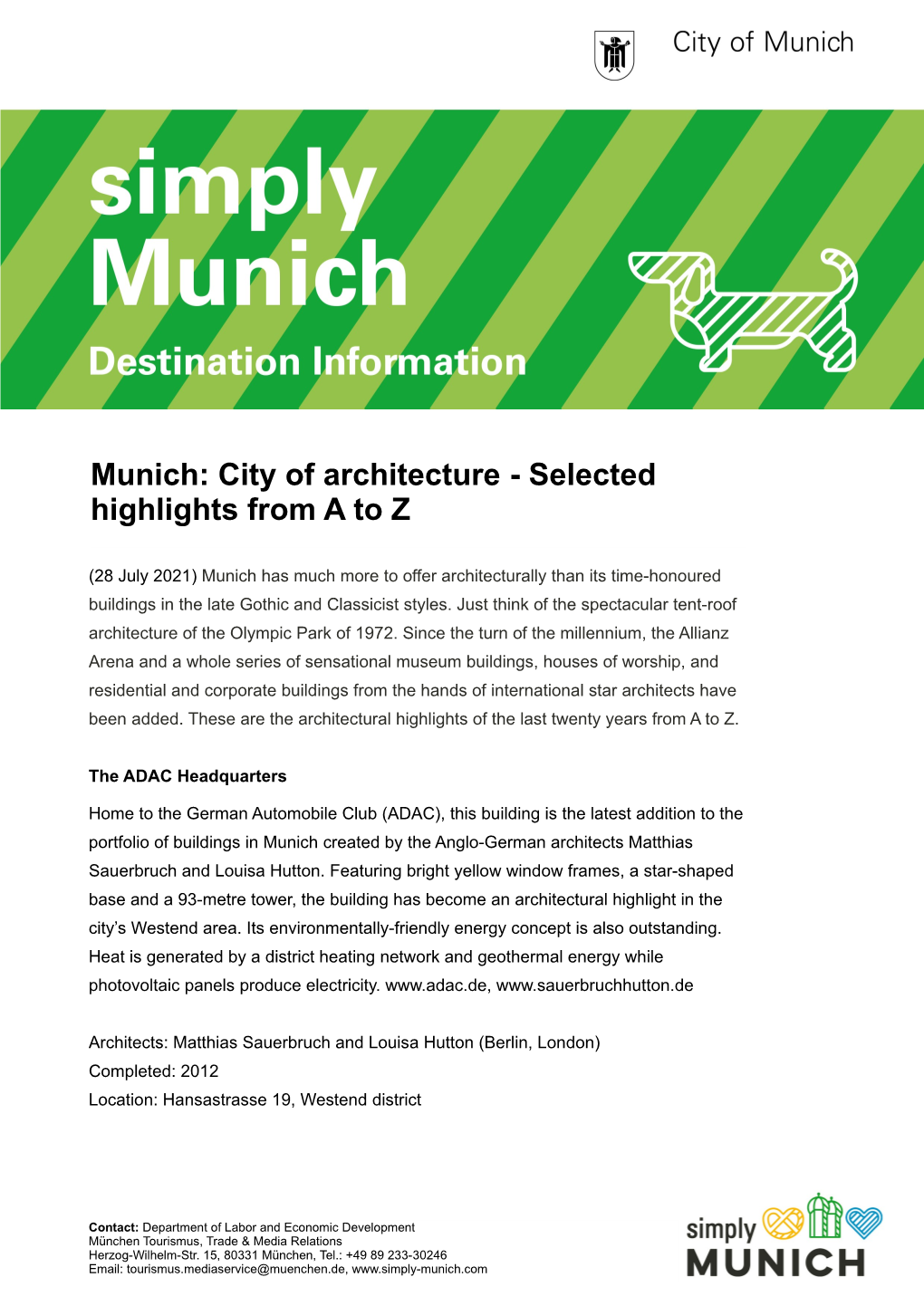 Munich: City of Architecture - Selected Highlights from a to Z