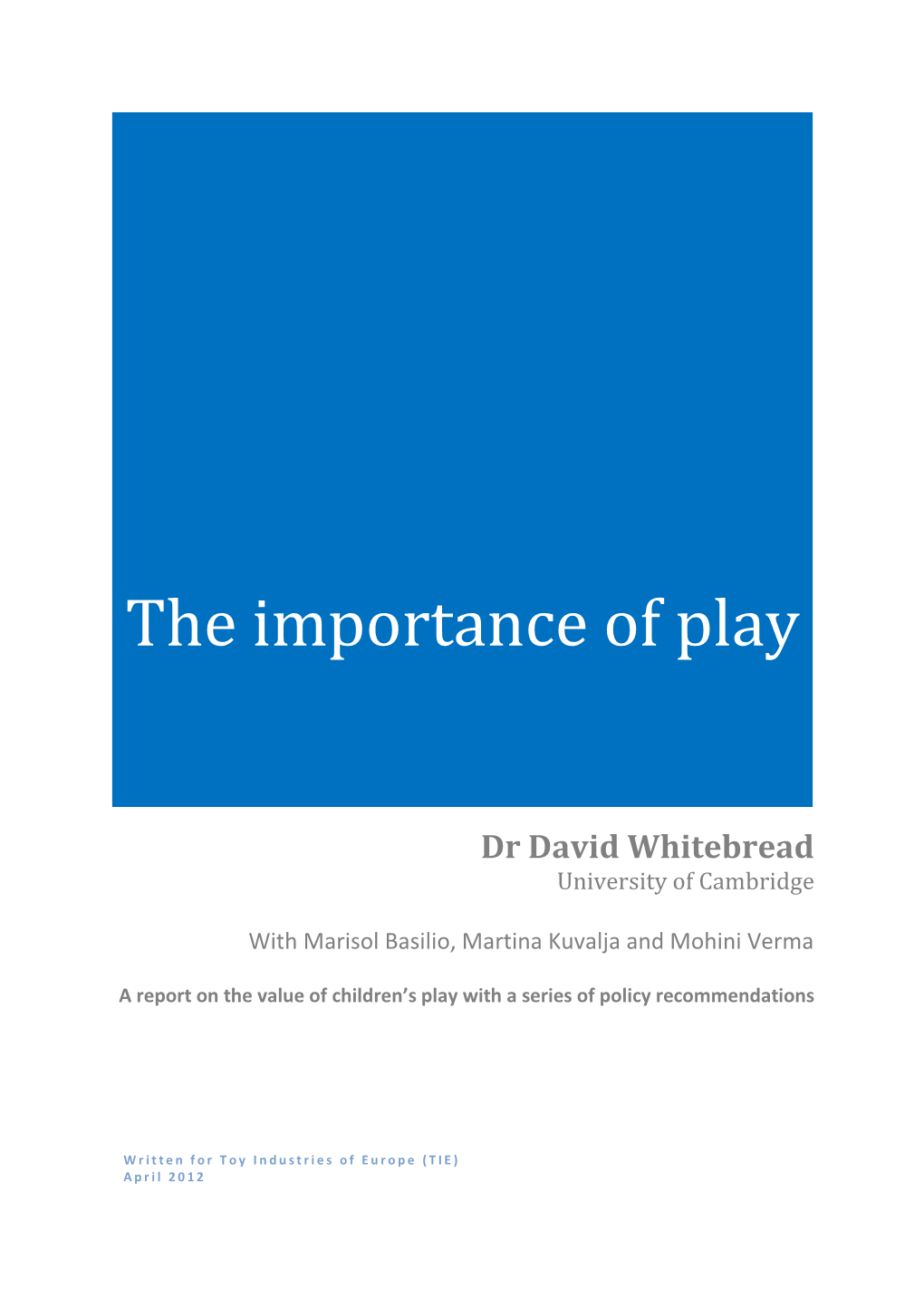 The Importance of Play