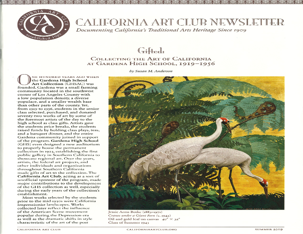 CALIFORNIA ART CLUB NEWSLEHG Documenting California's Traditional Arts Heritage Since 1909