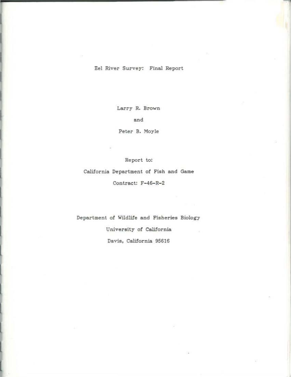 River Survey: Final Report Peter B. Moyle Report To