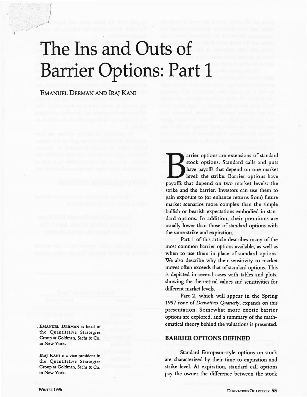 The Ins and Outs of Barrier Options: Part 1