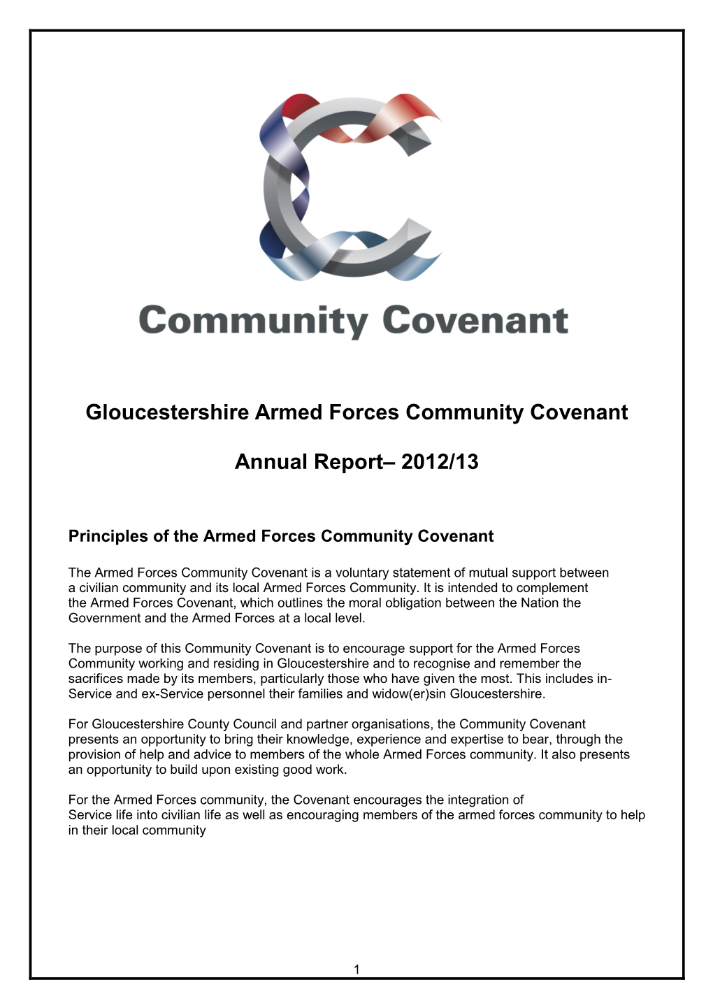 Gloucestershire Armed Forces Community Covenant Annual Report