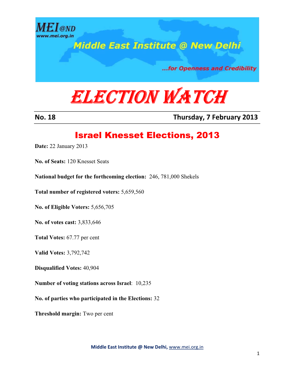 ELECTION WATCH No