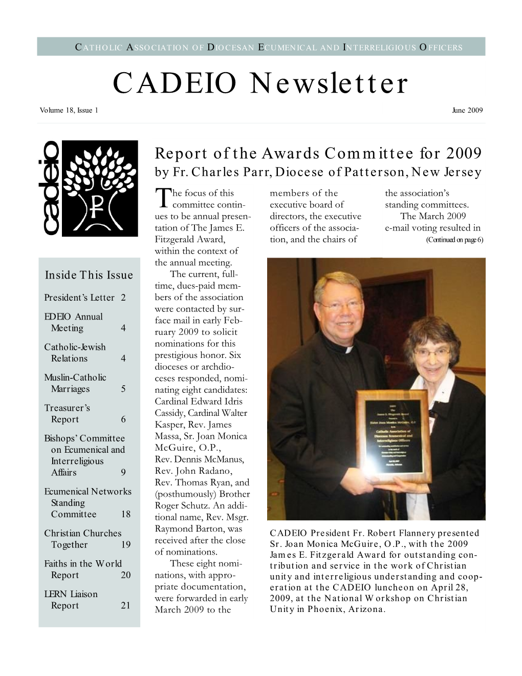 CADEIO Newsletter Volume 18, Issue 1 June 2009