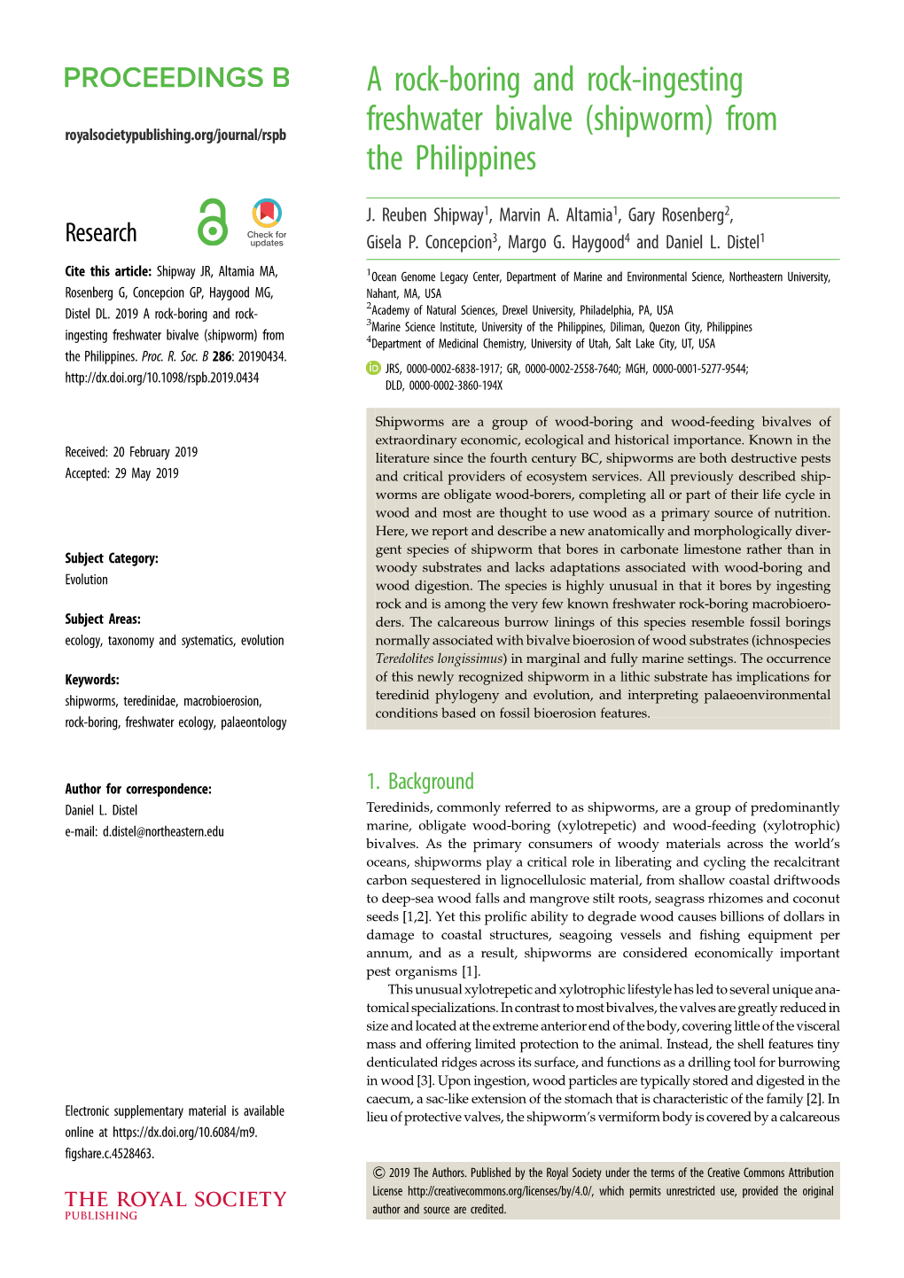 A Rock-Boring and Rock-Ingesting Freshwater Bivalve (Shipworm)