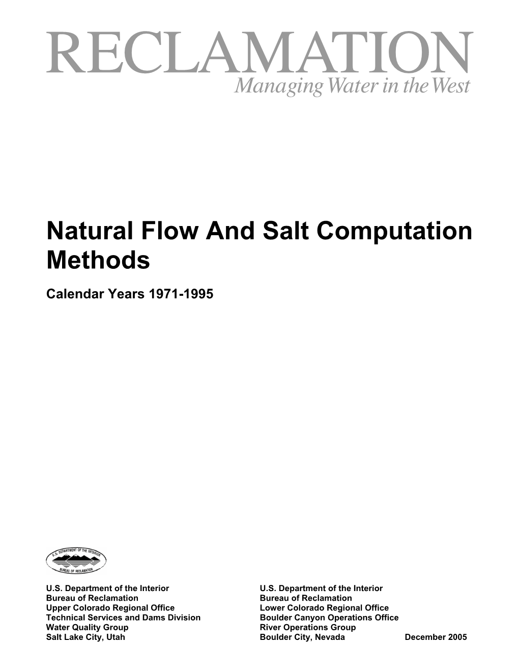 Natural Flow and Salt Computation Methods