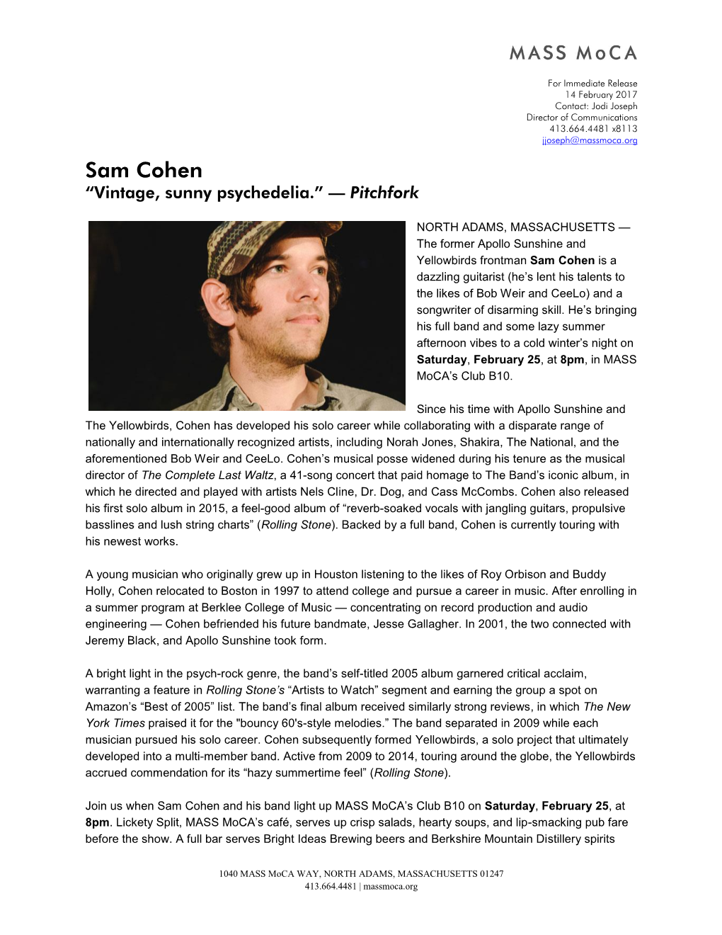 Sam Cohen “Vintage, Sunny Psychedelia.” — Pitchfork