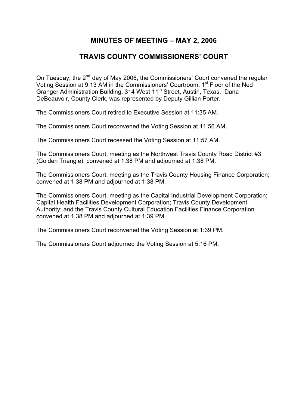 Travis County Commissioners Court