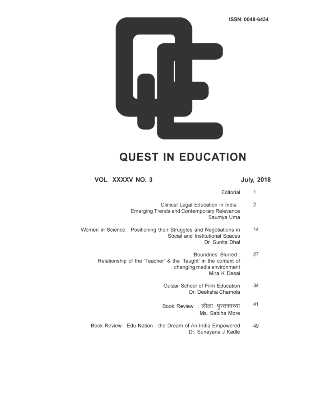 Quest in Education July 2018