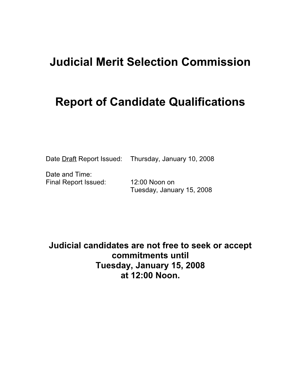 Judicial Merit Selection Commission