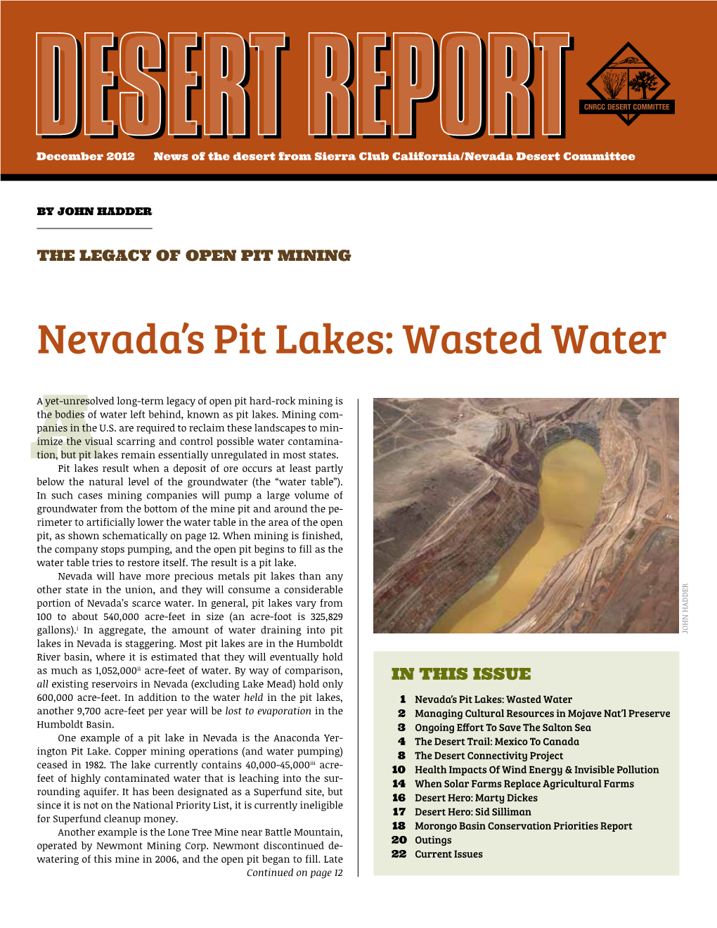 Nevada's Pit Lakes: Wasted Water