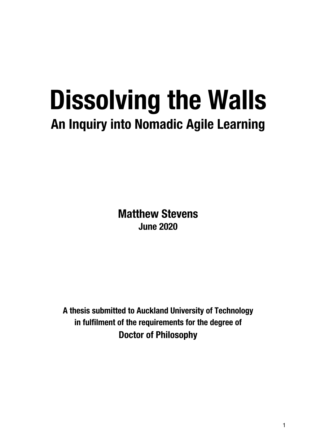 Dissolving the Walls an Inquiry Into Nomadic Agile Learning
