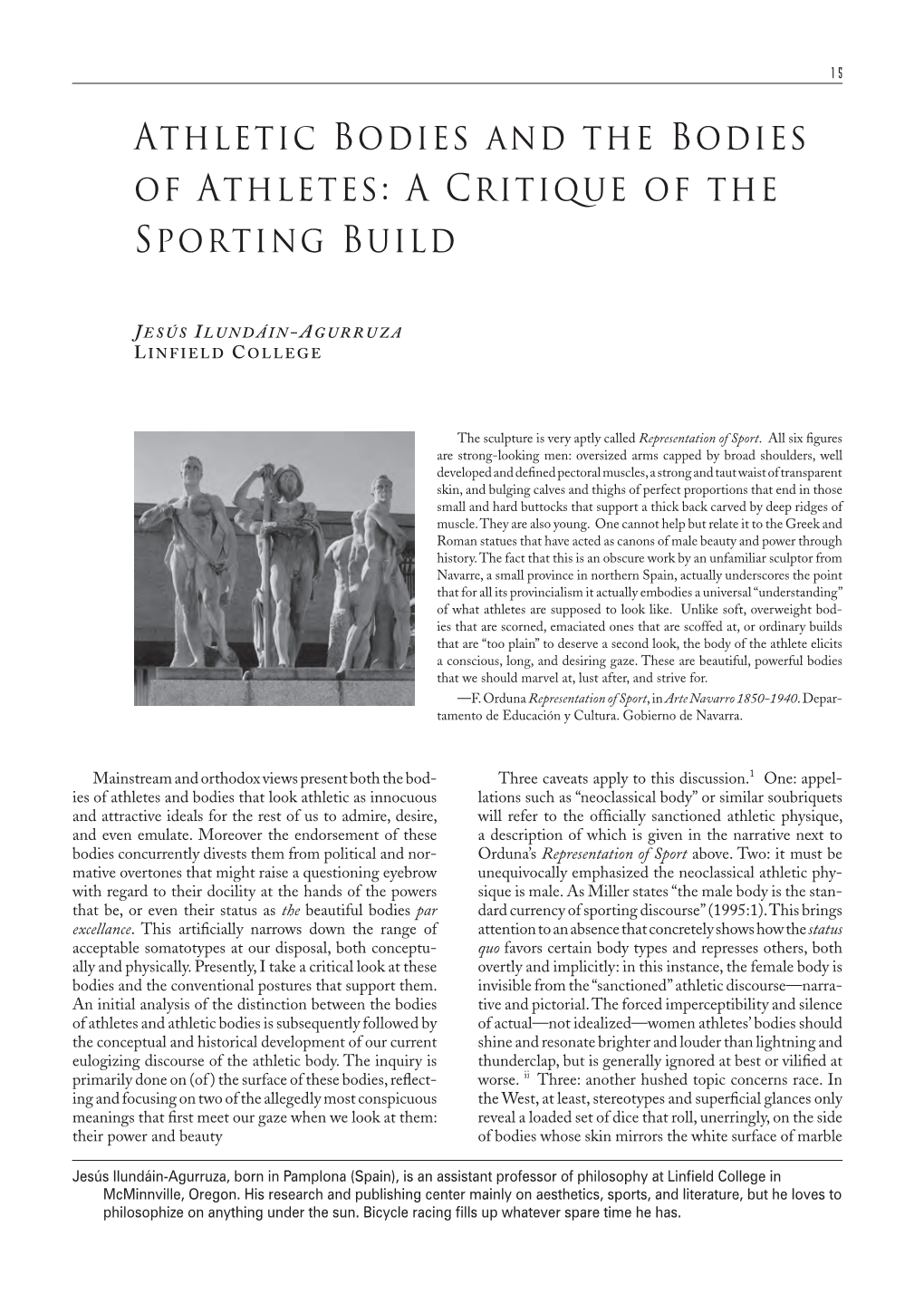 Athletic Bodies and the Bodies of Athletes: a Critique of the Sporting Build